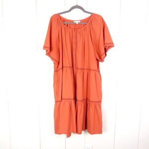 BeachLunchLounge Dress Womens SZ XXL Short Puff Sleeve Round Neck Above Knee